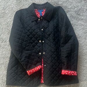 Karen Scott Black Jacket with Red Polka Dot Lining - quilted XL
